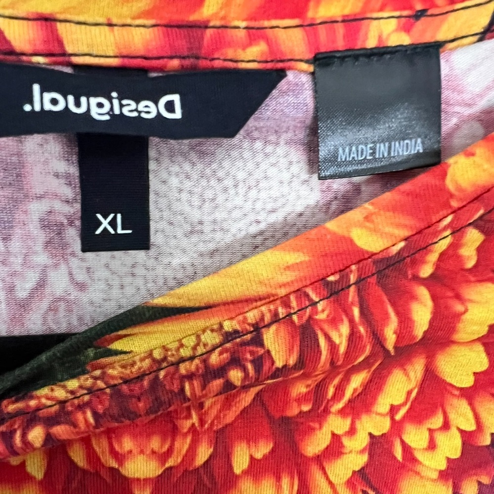 Desigual Floral Print Dress with Vibrant Sunflowers sz XL - Picture 9 of 10